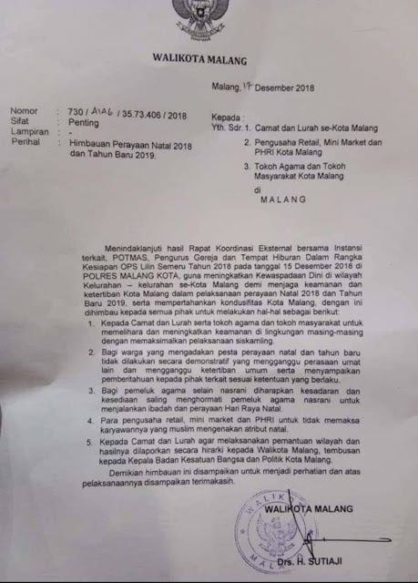 Anggap Natal Demonstratif, PMKRI Surati Walikota Malang